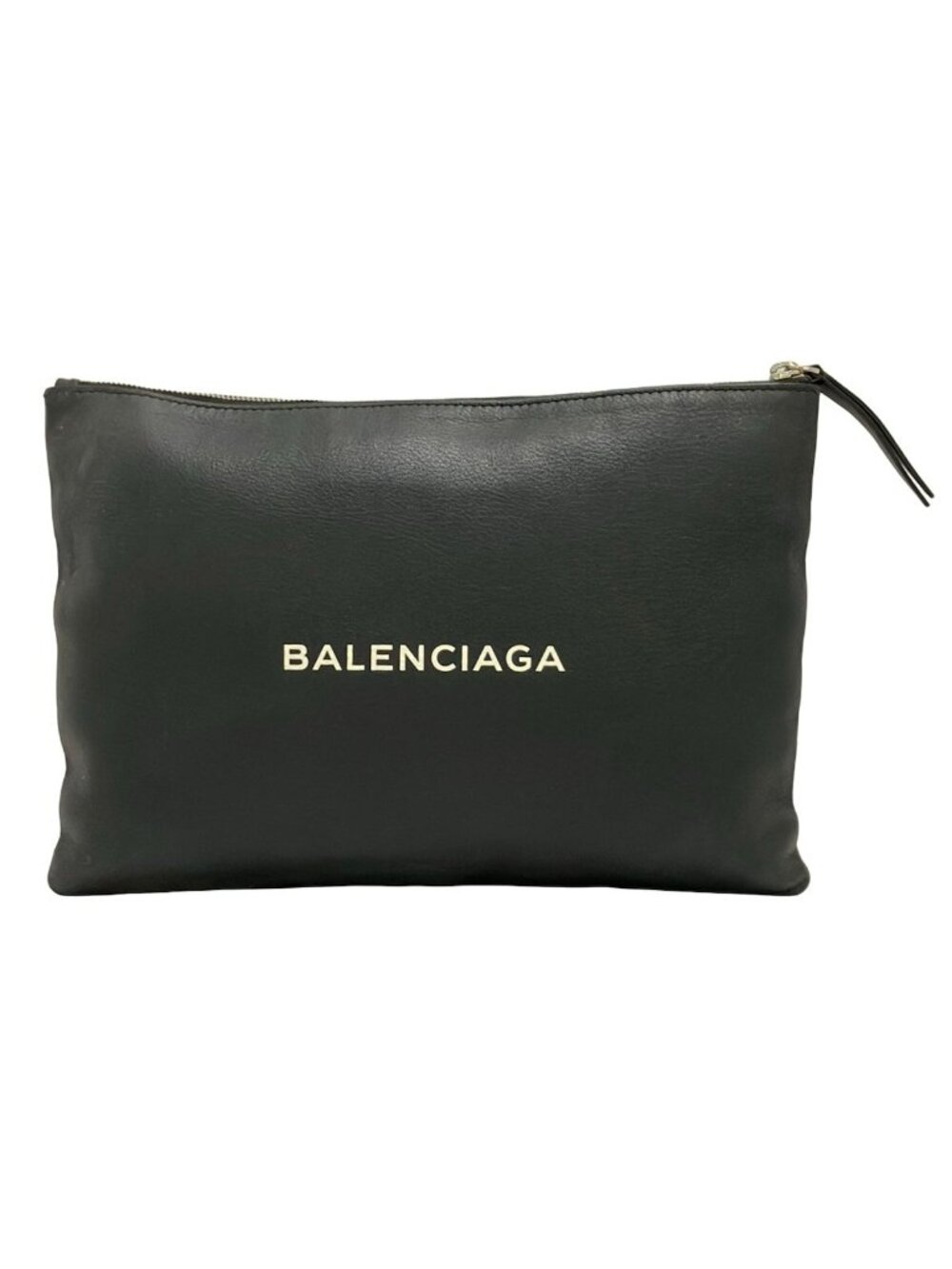 Balenciaga Clutch Everyday Logo Clip M Black Leather